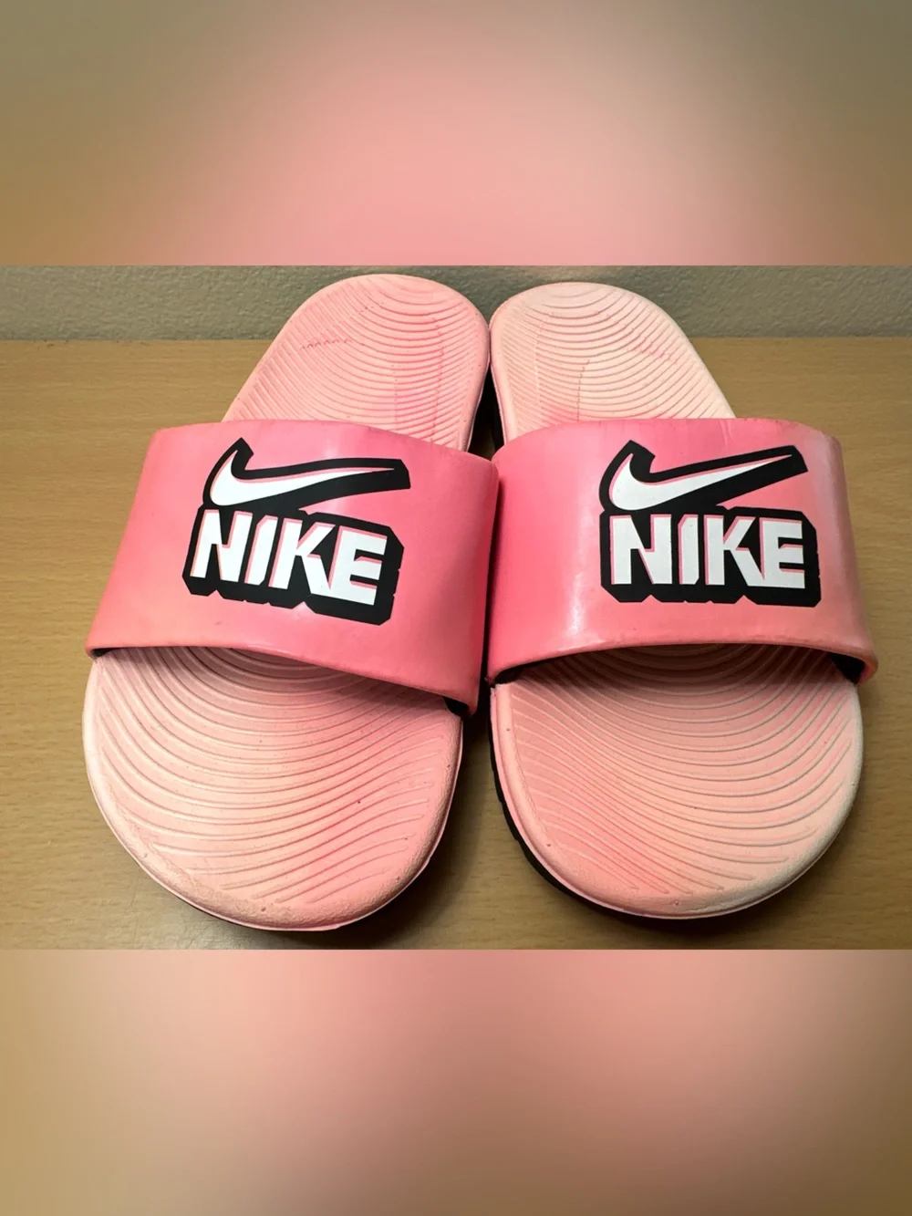 Nike Kawa Slide GS Sunset White Black Pulse Slides Shoes Size 2Y